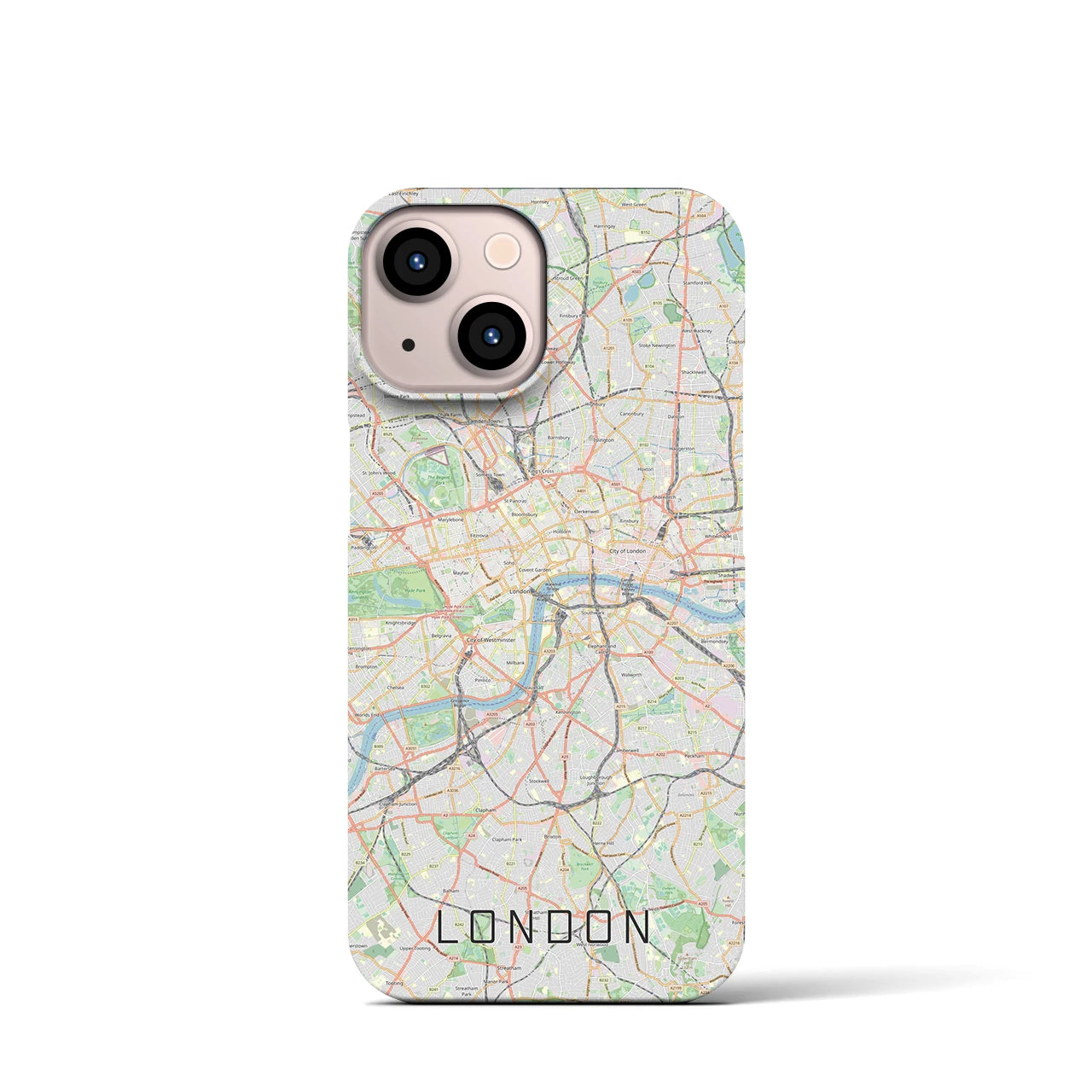 【ロンドン】地図柄iPhoneケース（バックカバータイプ・ナチュラル）iPhone 13 mini 用