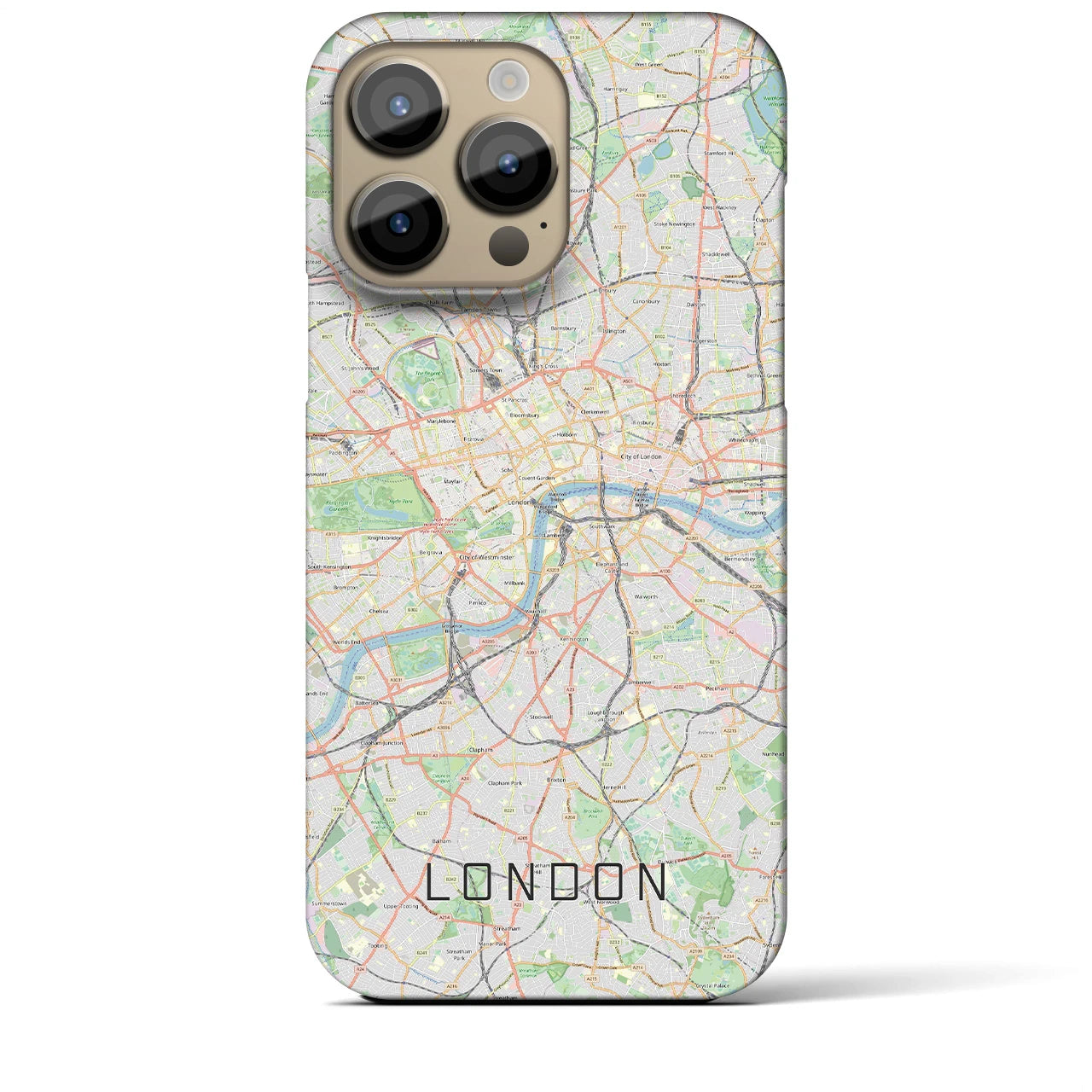 【ロンドン】地図柄iPhoneケース（バックカバータイプ・ナチュラル）iPhone 14 Pro Max 用
