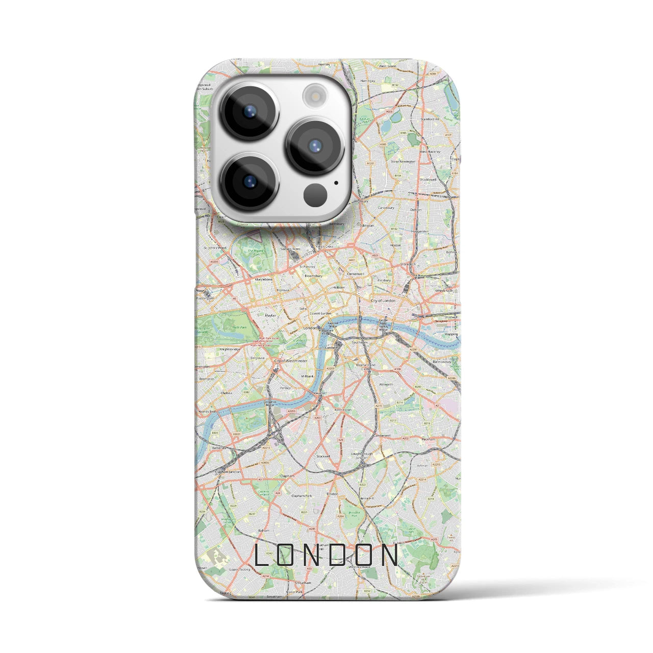 【ロンドン】地図柄iPhoneケース（バックカバータイプ・ナチュラル）iPhone 14 Pro 用