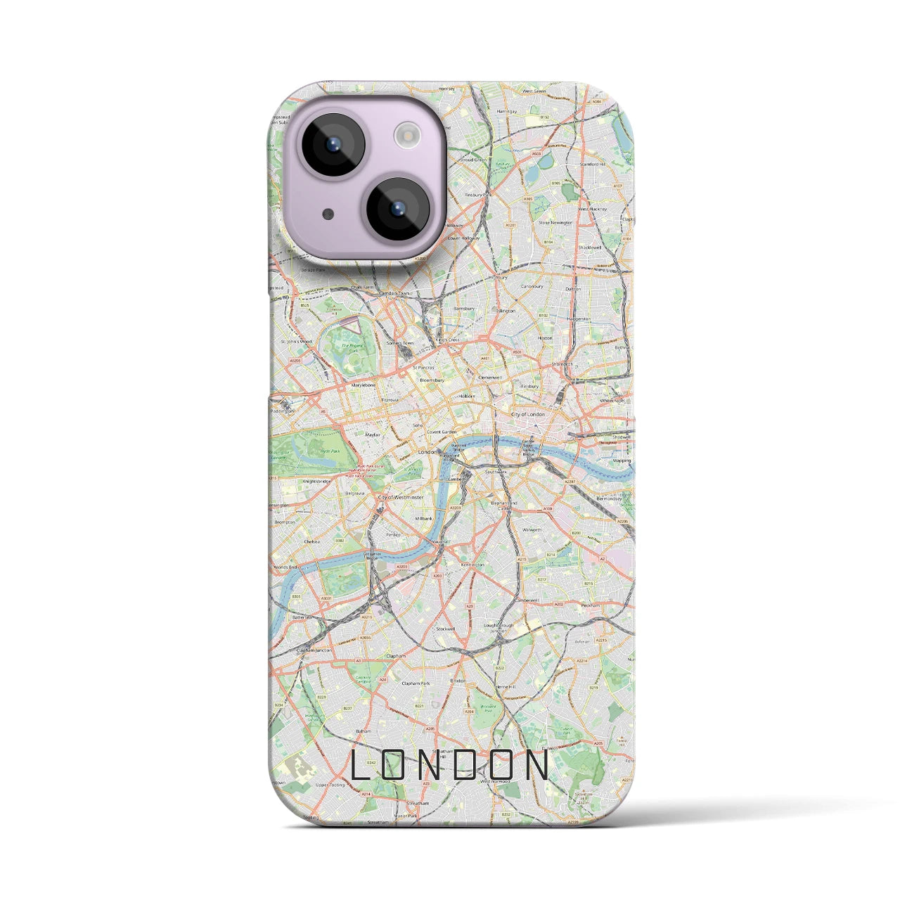 【ロンドン】地図柄iPhoneケース（バックカバータイプ・ナチュラル）iPhone 14 用