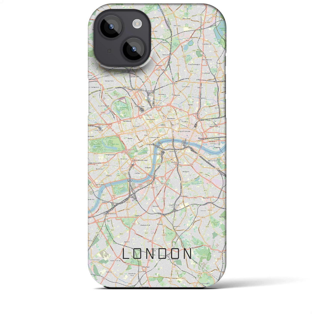 【ロンドン】地図柄iPhoneケース（バックカバータイプ・ナチュラル）iPhone 14 Plus 用