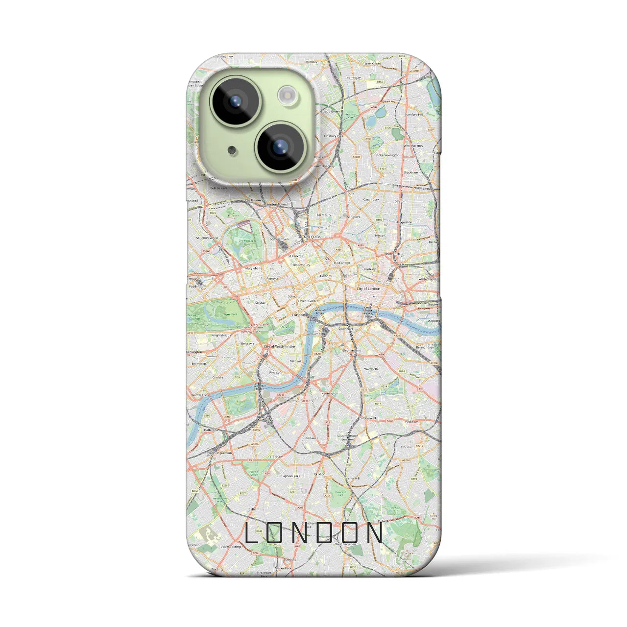 【ロンドン】地図柄iPhoneケース（バックカバータイプ・ナチュラル）iPhone 15 用