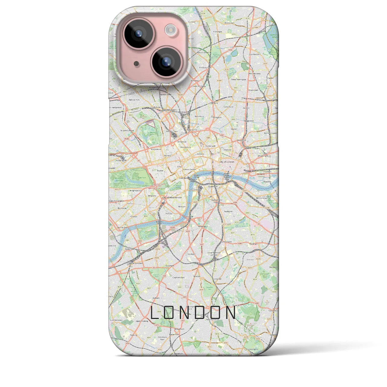 【ロンドン】地図柄iPhoneケース（バックカバータイプ・ナチュラル）iPhone 15 Plus 用
