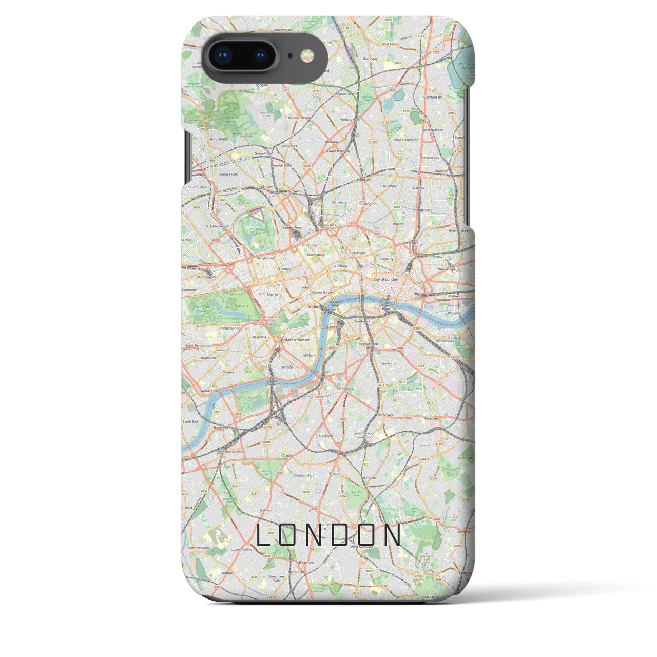 【ロンドン】地図柄iPhoneケース（バックカバータイプ・ナチュラル）iPhone 8Plus /7Plus / 6sPlus / 6Plus 用