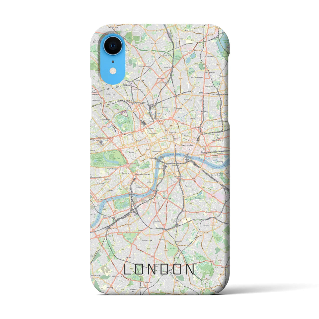 【ロンドン】地図柄iPhoneケース（バックカバータイプ・ナチュラル）iPhone XR 用