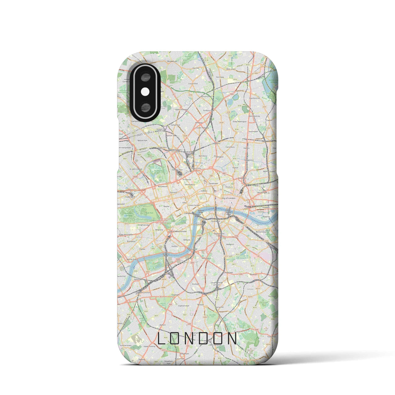 【ロンドン】地図柄iPhoneケース（バックカバータイプ・ナチュラル）iPhone XS / X 用