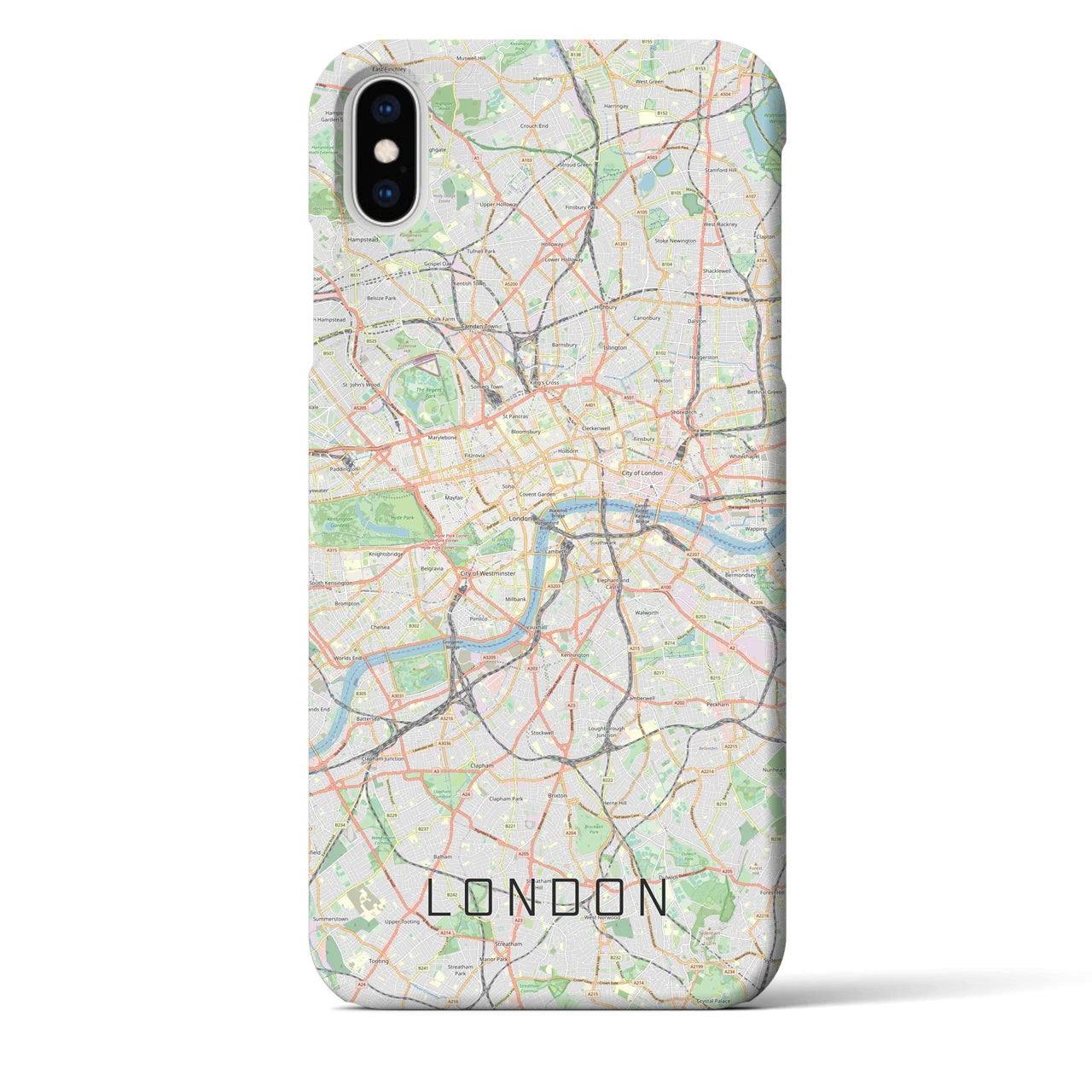 【ロンドン】地図柄iPhoneケース（バックカバータイプ・ナチュラル）iPhone XS Max 用