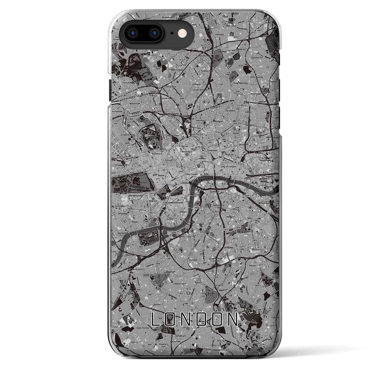 【ロンドン】地図柄iPhoneケース（クリアタイプ・モノトーン）iPhone 8Plus /7Plus / 6sPlus / 6Plus 用