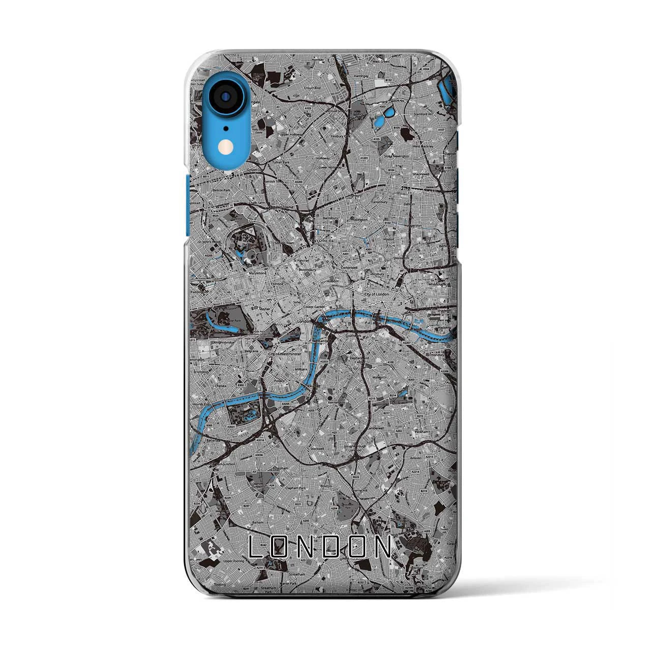 【ロンドン】地図柄iPhoneケース（クリアタイプ・モノトーン）iPhone XR 用