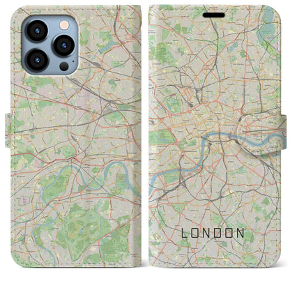 【ロンドン（イギリス）】地図柄iPhoneケース（手帳タイプ）ナチュラル・iPhone 13 Pro Max 用