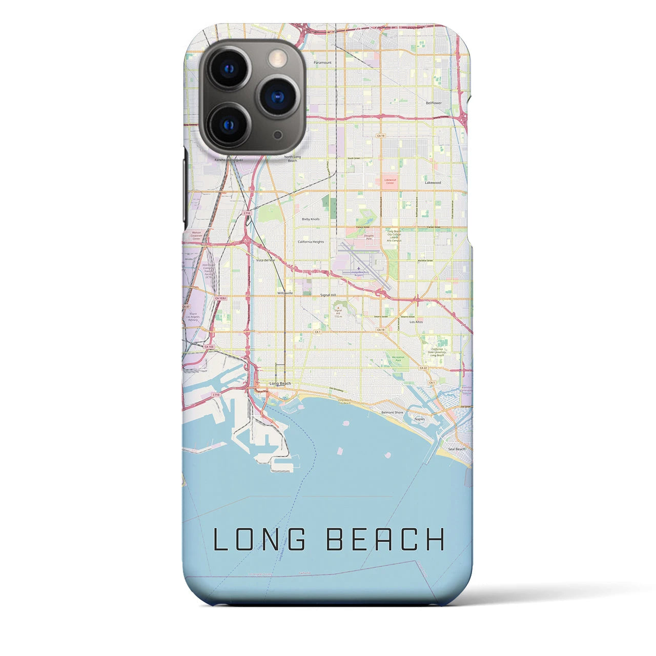 【ロングビーチ】地図柄iPhoneケース（バックカバータイプ・ナチュラル）iPhone 11 Pro Max 用