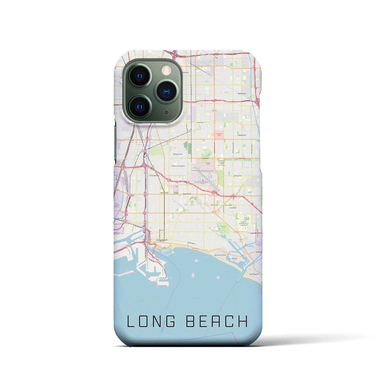 【ロングビーチ】地図柄iPhoneケース（バックカバータイプ・ナチュラル）iPhone 11 Pro 用