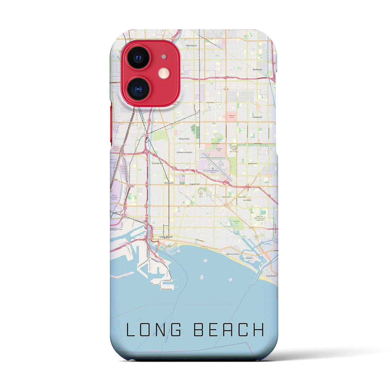 【ロングビーチ】地図柄iPhoneケース（バックカバータイプ・ナチュラル）iPhone 11 用