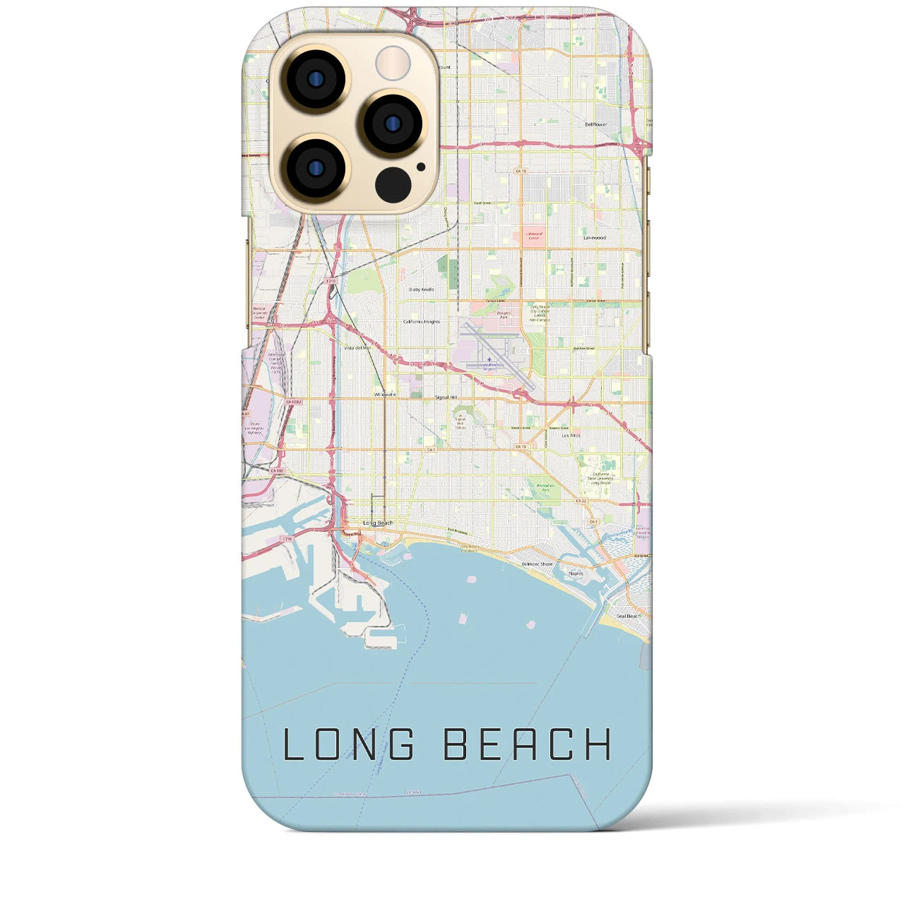 【ロングビーチ】地図柄iPhoneケース（バックカバータイプ・ナチュラル）iPhone 12 Pro Max 用