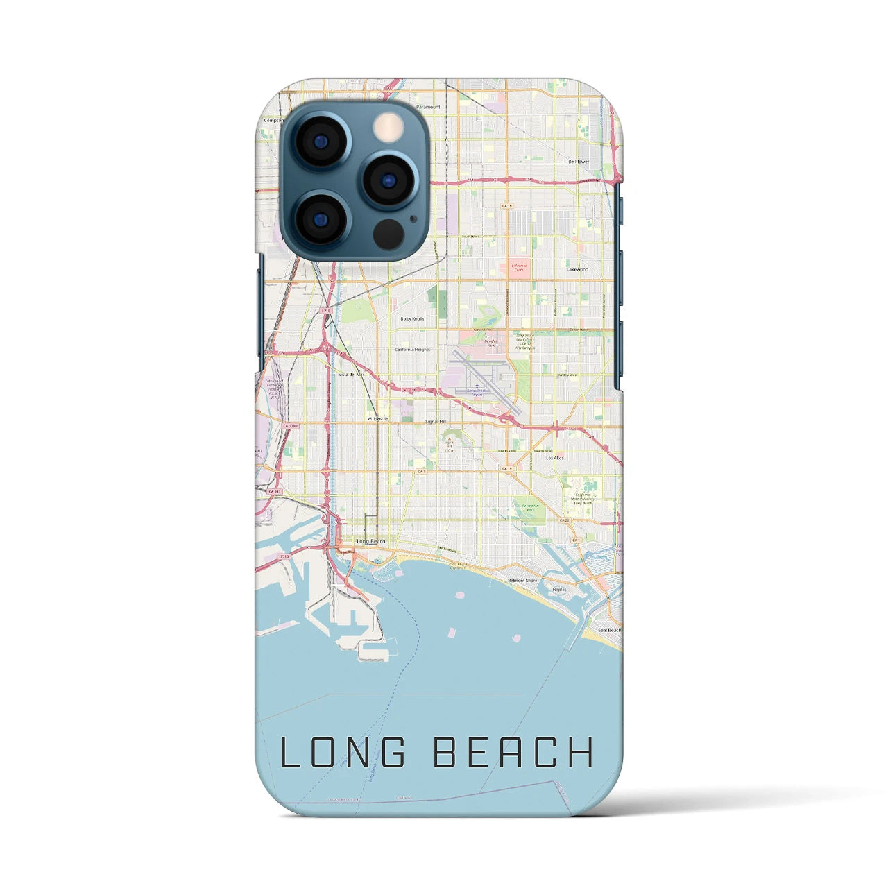 【ロングビーチ】地図柄iPhoneケース（バックカバータイプ・ナチュラル）iPhone 12 / 12 Pro 用