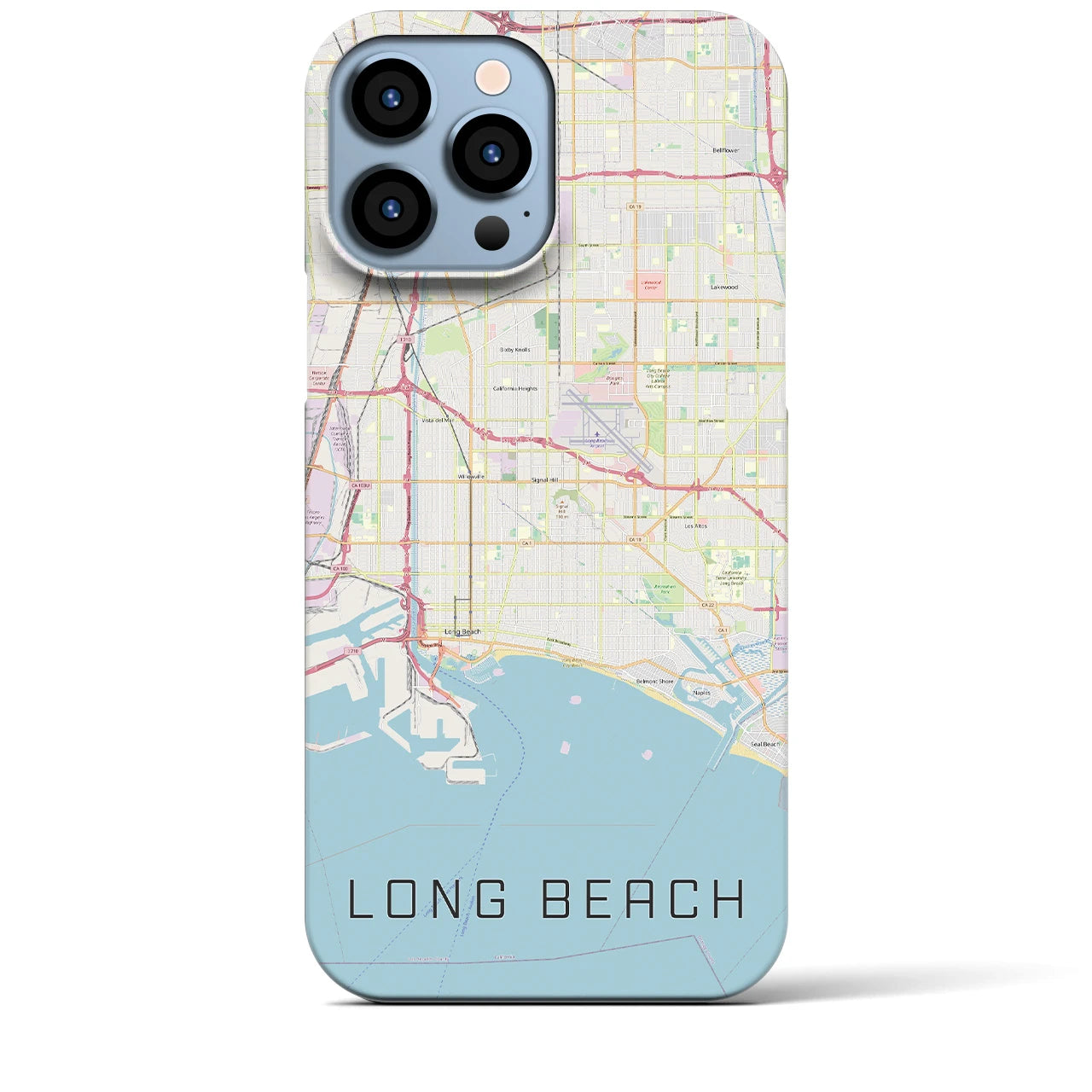 【ロングビーチ】地図柄iPhoneケース（バックカバータイプ・ナチュラル）iPhone 13 Pro Max 用