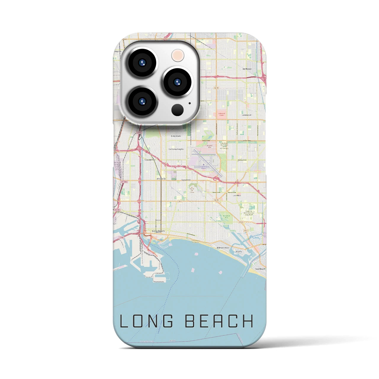 【ロングビーチ】地図柄iPhoneケース（バックカバータイプ・ナチュラル）iPhone 13 Pro 用
