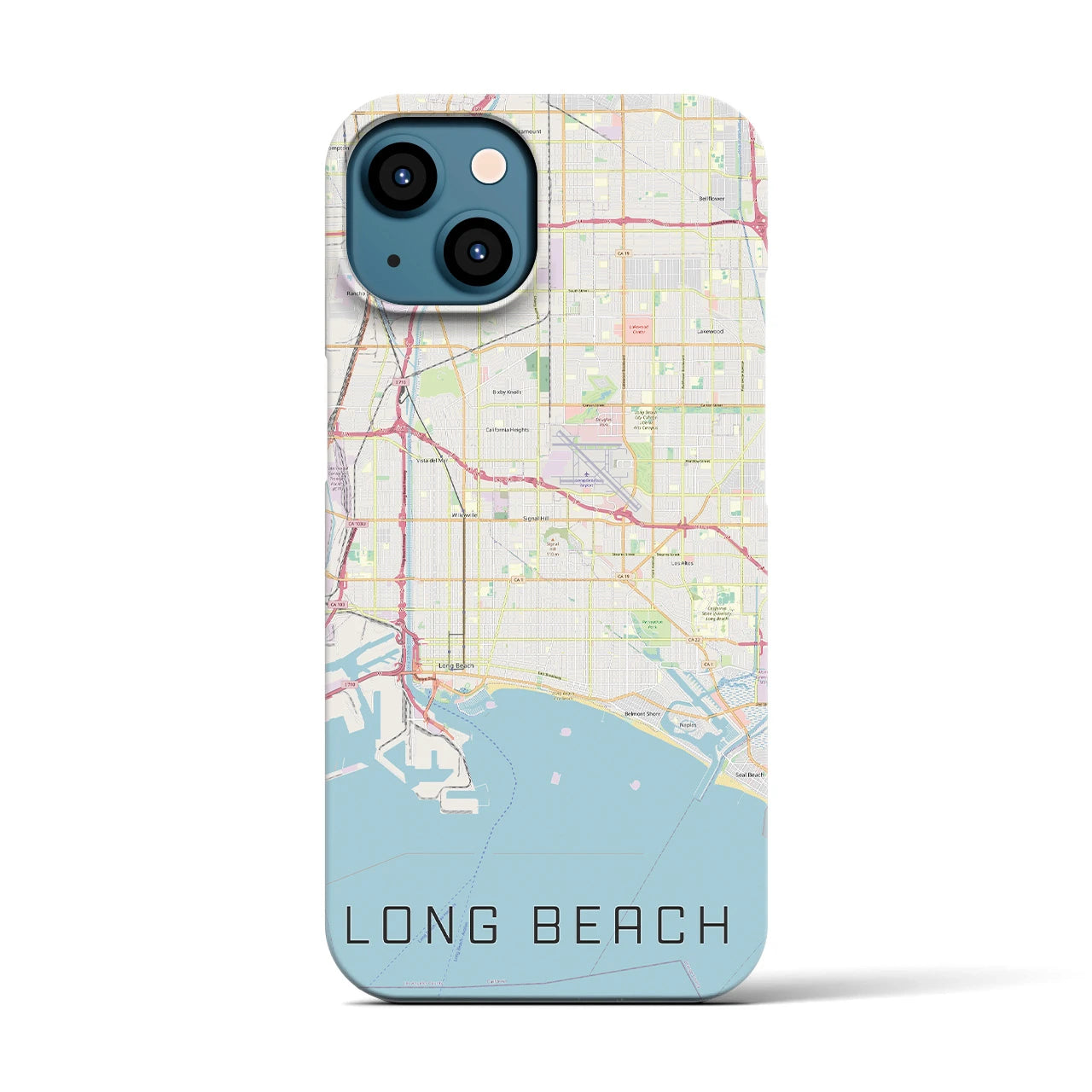 【ロングビーチ】地図柄iPhoneケース（バックカバータイプ・ナチュラル）iPhone 13 用
