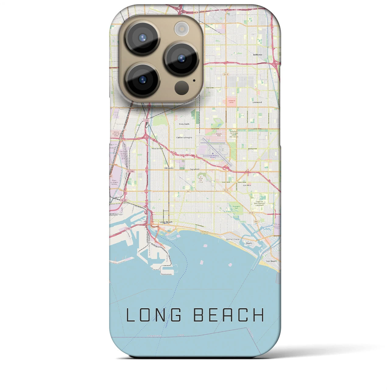 【ロングビーチ】地図柄iPhoneケース（バックカバータイプ・ナチュラル）iPhone 14 Pro Max 用