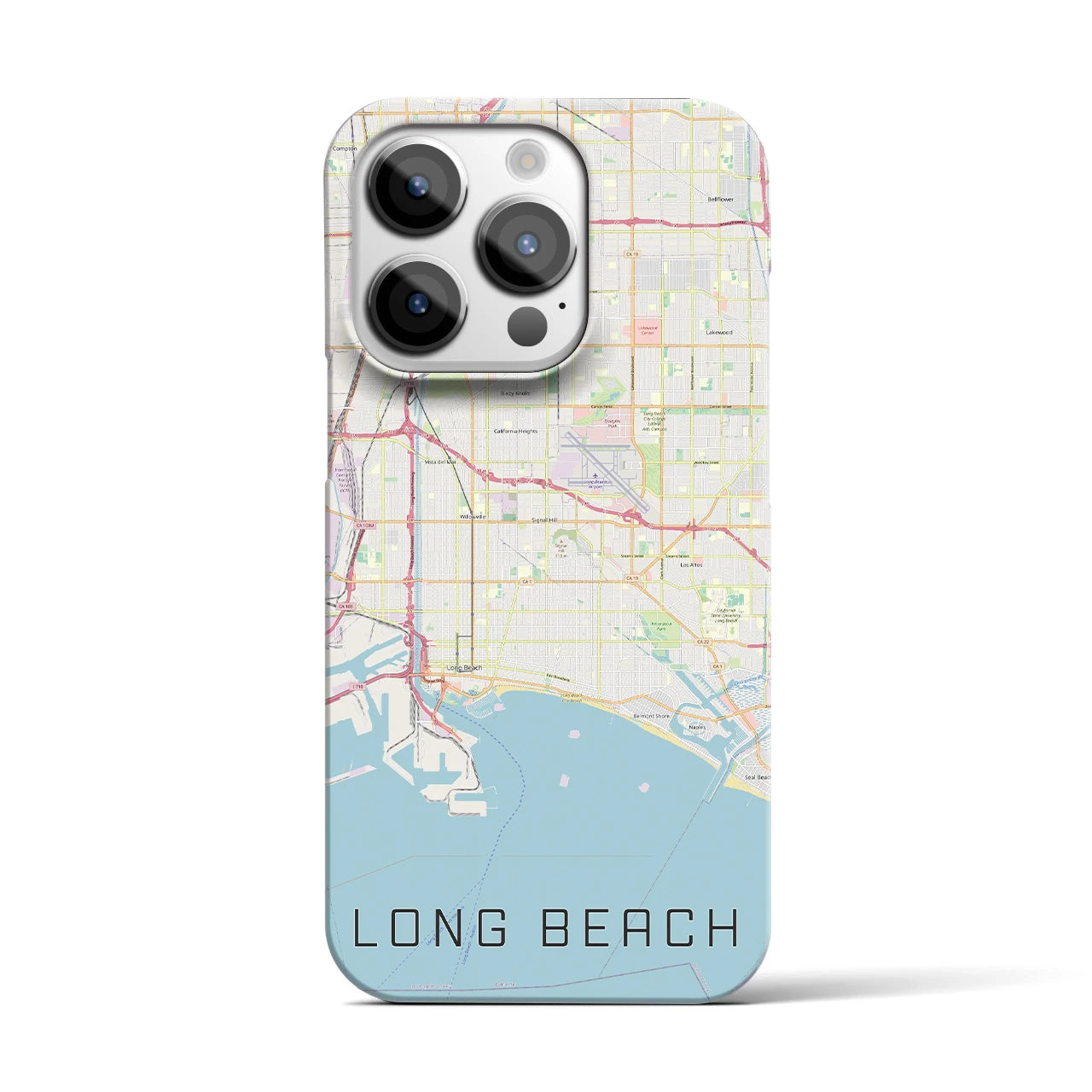 【ロングビーチ】地図柄iPhoneケース（バックカバータイプ・ナチュラル）iPhone 14 Pro 用