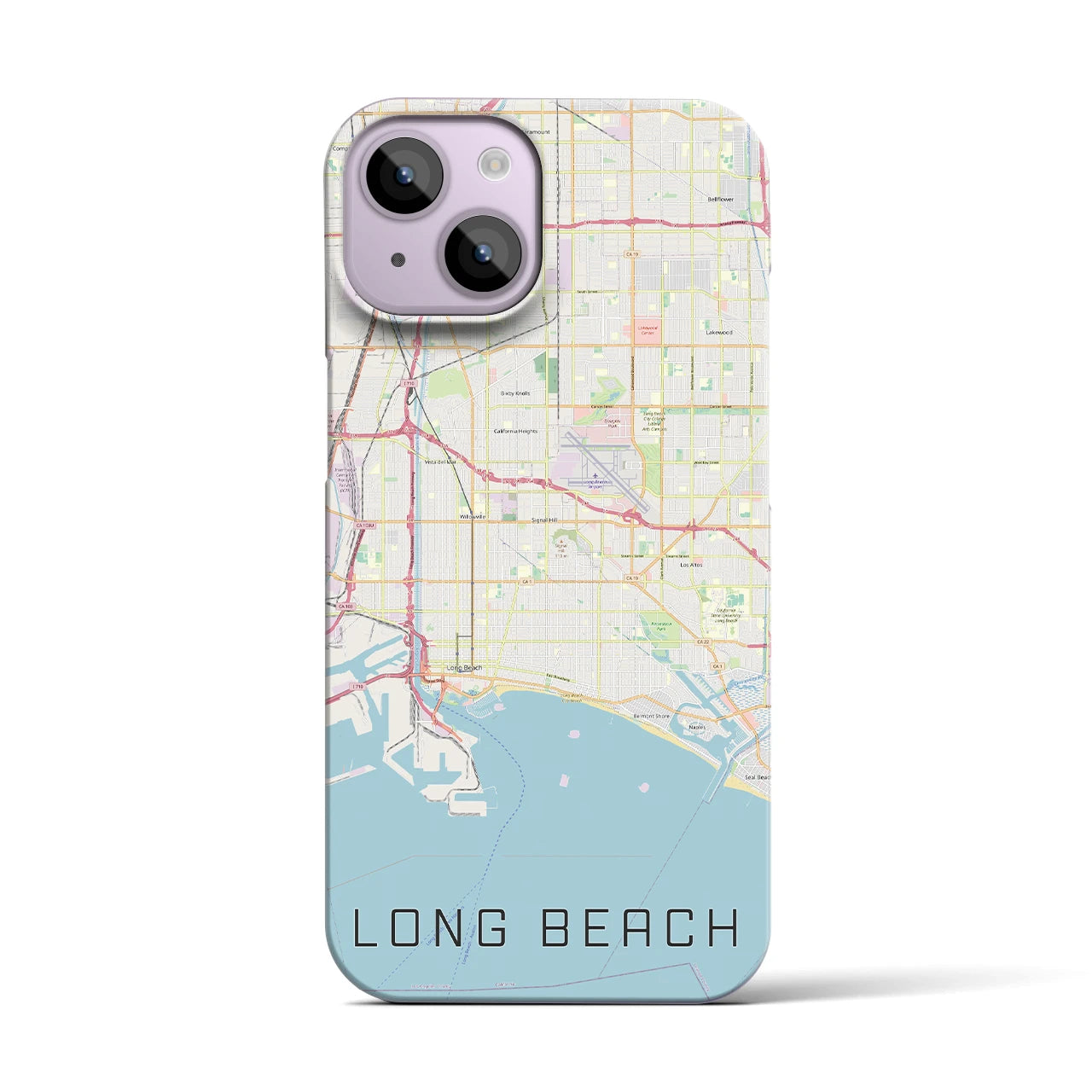 【ロングビーチ】地図柄iPhoneケース（バックカバータイプ・ナチュラル）iPhone 14 用