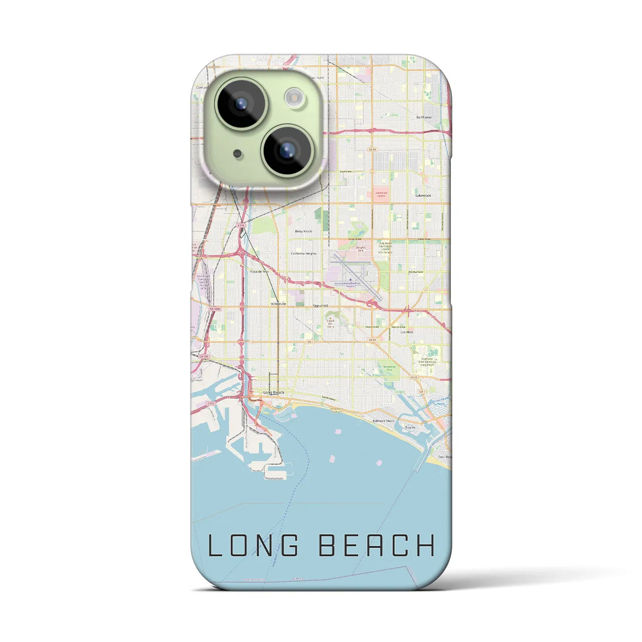 【ロングビーチ】地図柄iPhoneケース（バックカバータイプ・ナチュラル）iPhone 15 用