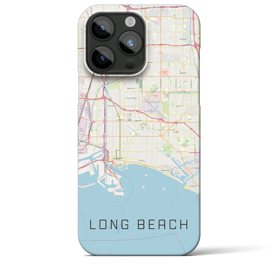 【ロングビーチ】地図柄iPhoneケース（バックカバータイプ・ナチュラル）iPhone 15 Pro Max 用