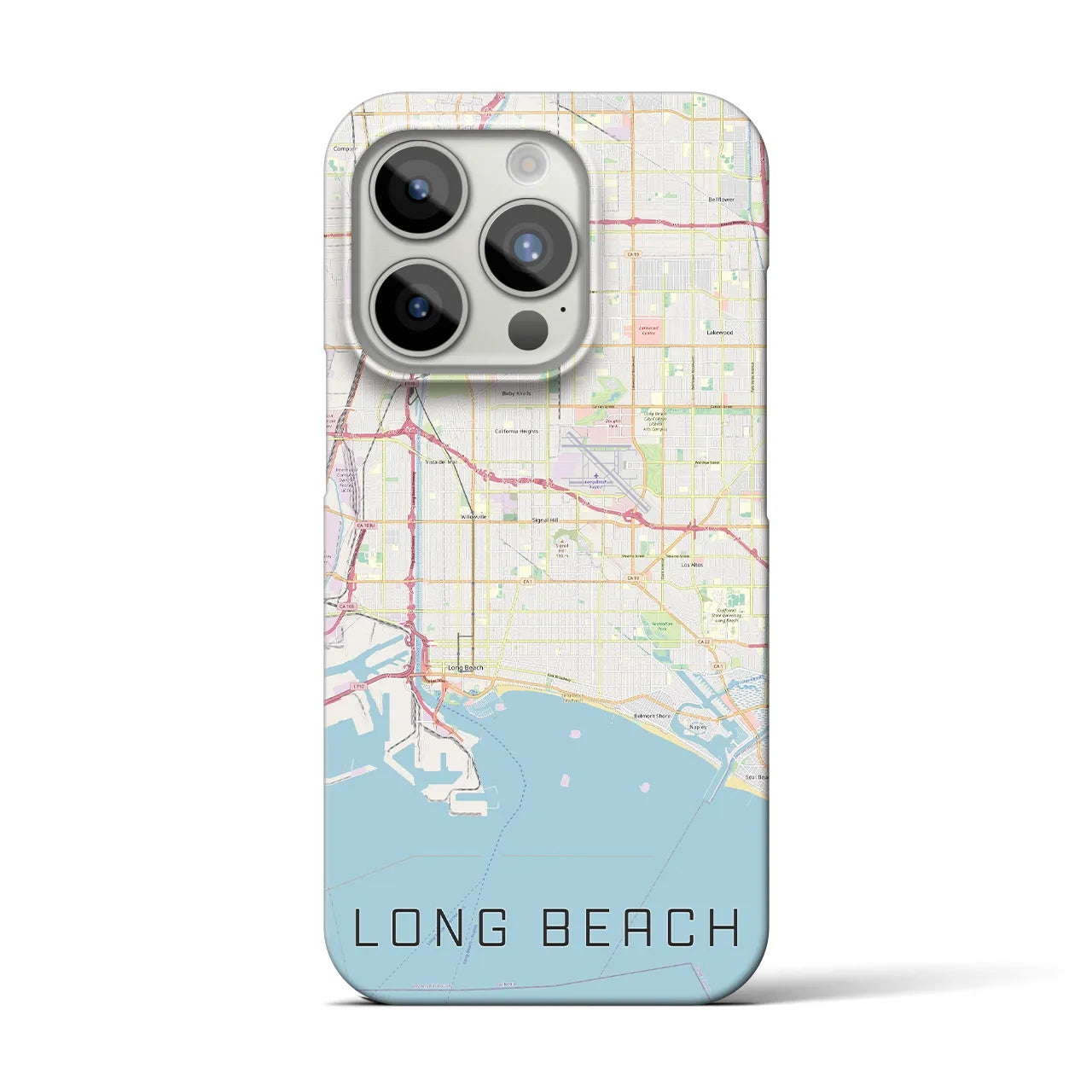 【ロングビーチ】地図柄iPhoneケース（バックカバータイプ・ナチュラル）iPhone 15 Pro 用
