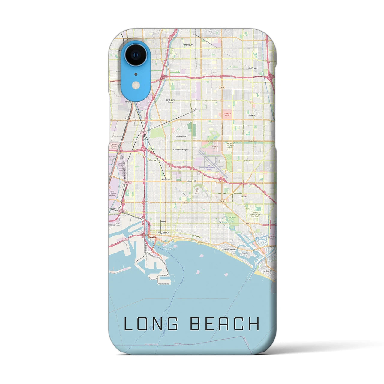 【ロングビーチ】地図柄iPhoneケース（バックカバータイプ・ナチュラル）iPhone XR 用