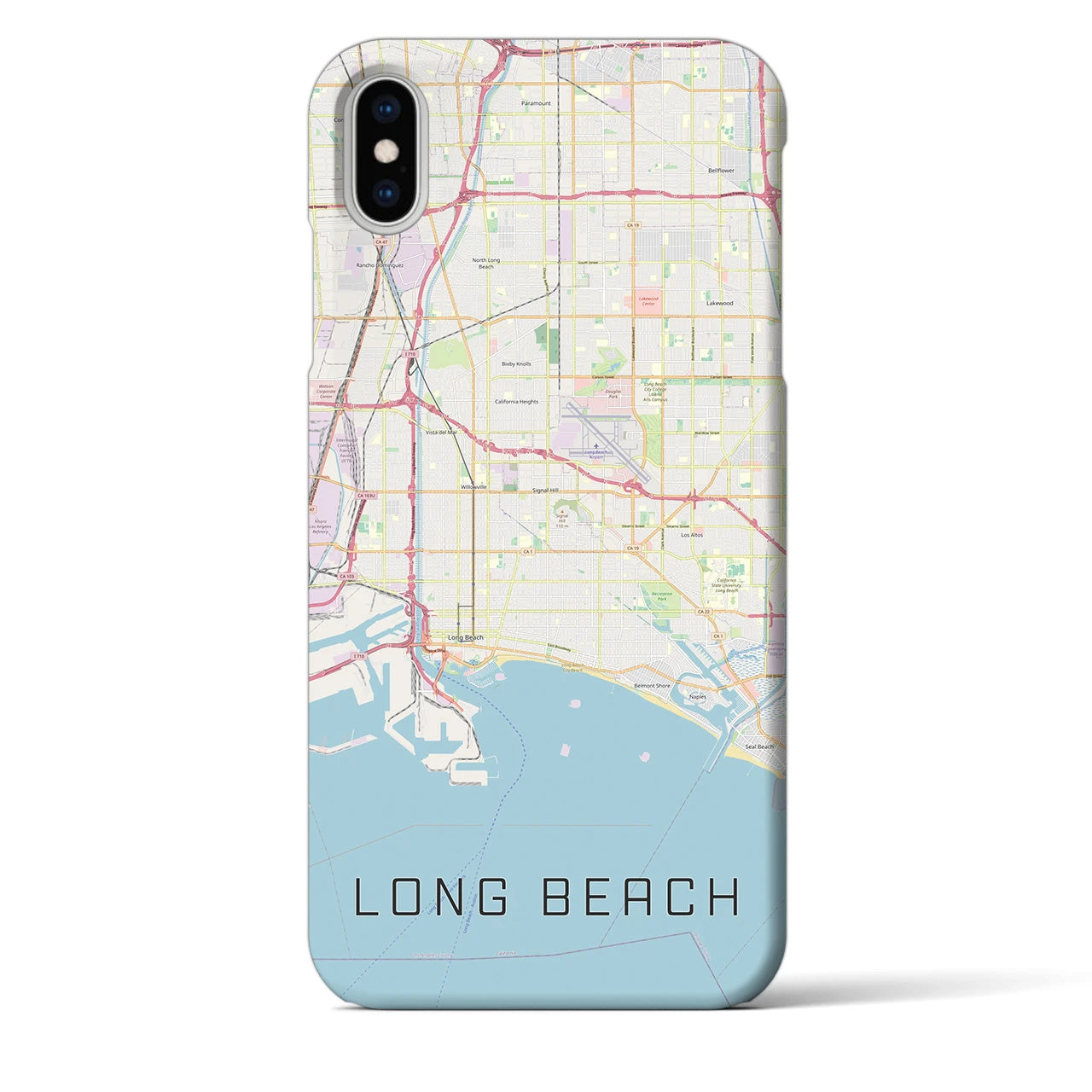 【ロングビーチ】地図柄iPhoneケース（バックカバータイプ・ナチュラル）iPhone XS Max 用