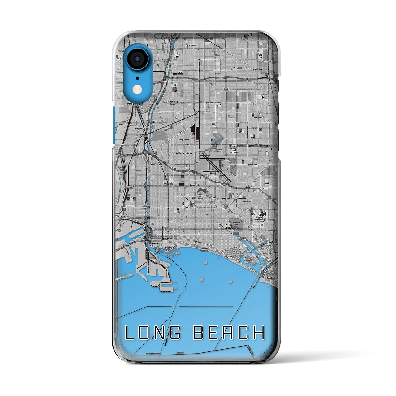 【ロングビーチ】地図柄iPhoneケース（クリアタイプ・モノトーン）iPhone XR 用