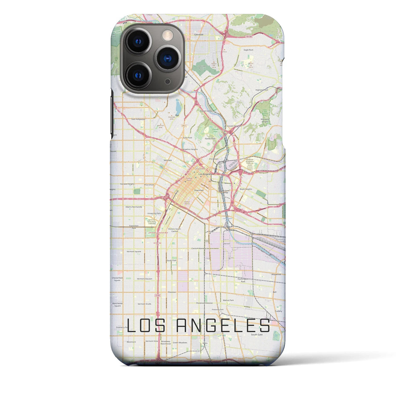 【ロサンゼルス】地図柄iPhoneケース（バックカバータイプ・ナチュラル）iPhone 11 Pro Max 用