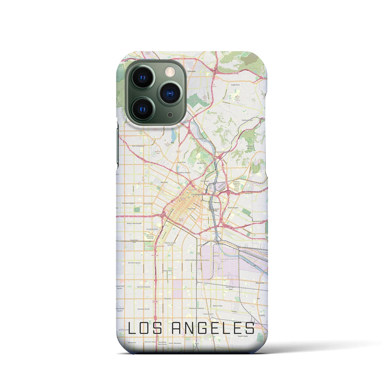 【ロサンゼルス】地図柄iPhoneケース（バックカバータイプ・ナチュラル）iPhone 11 Pro 用