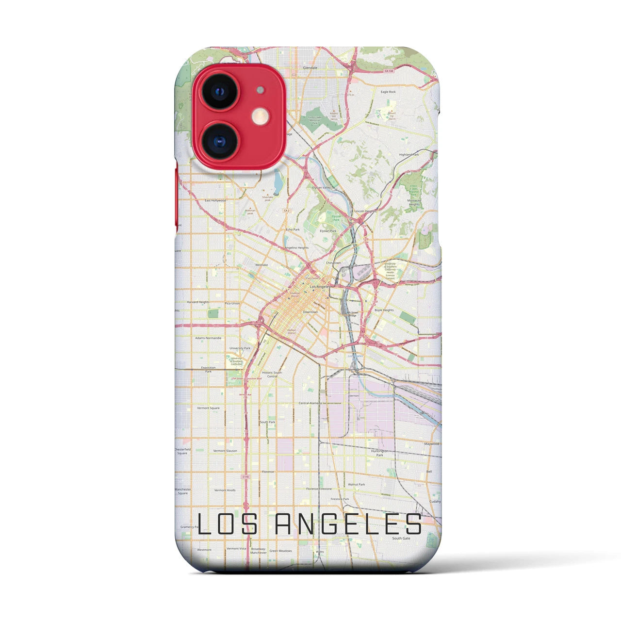 【ロサンゼルス】地図柄iPhoneケース（バックカバータイプ・ナチュラル）iPhone 11 用
