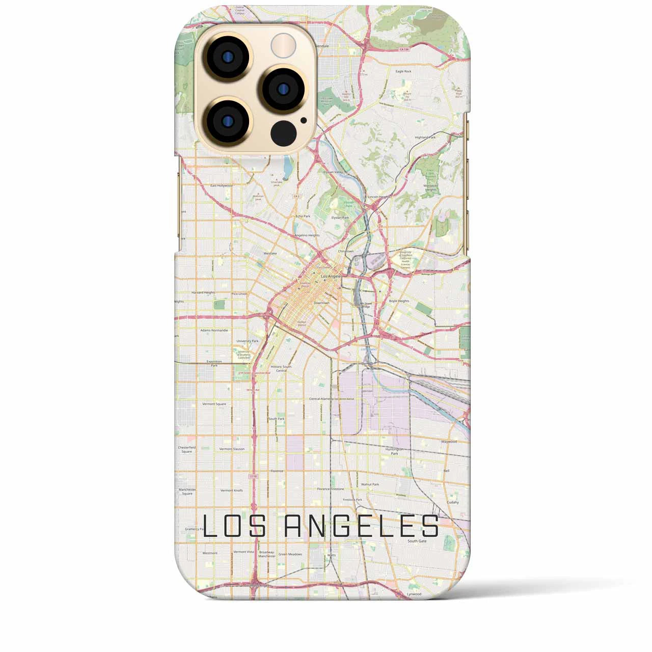【ロサンゼルス】地図柄iPhoneケース（バックカバータイプ・ナチュラル）iPhone 12 Pro Max 用