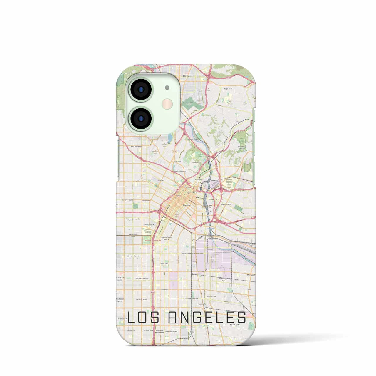 【ロサンゼルス】地図柄iPhoneケース（バックカバータイプ・ナチュラル）iPhone 12 mini 用