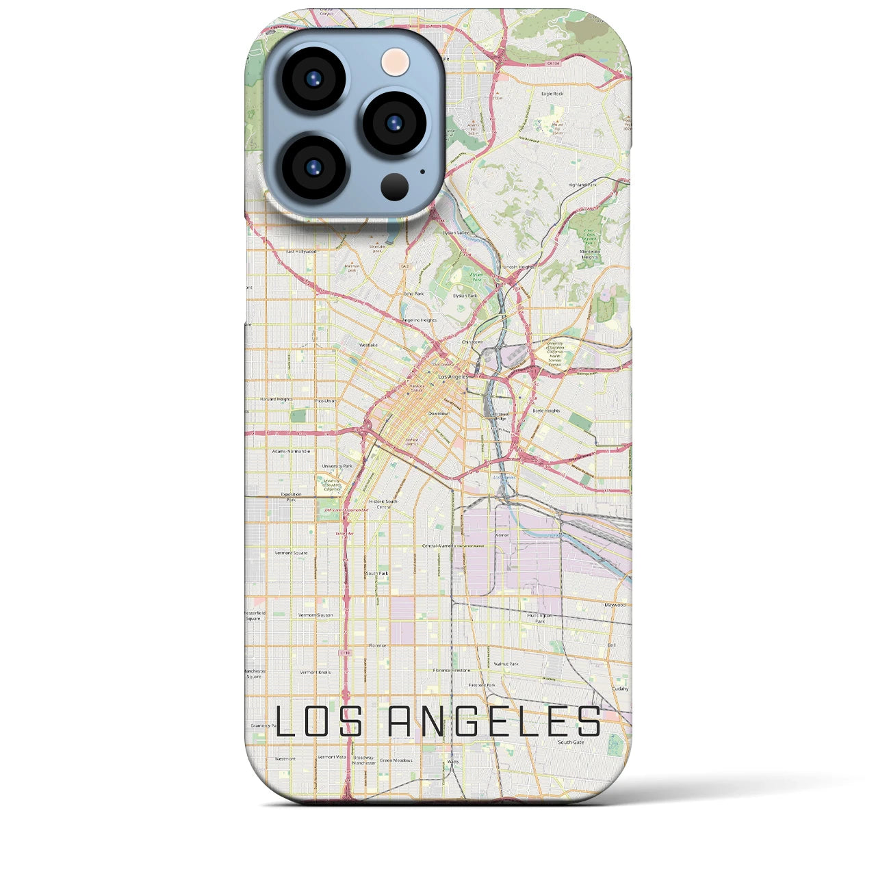 【ロサンゼルス】地図柄iPhoneケース（バックカバータイプ・ナチュラル）iPhone 13 Pro Max 用