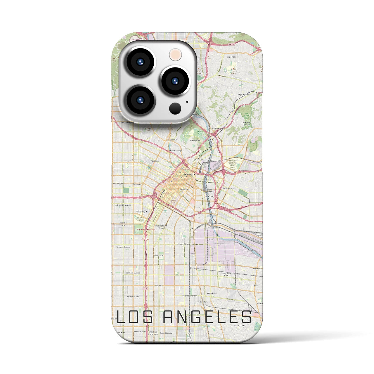 【ロサンゼルス】地図柄iPhoneケース（バックカバータイプ・ナチュラル）iPhone 13 Pro 用
