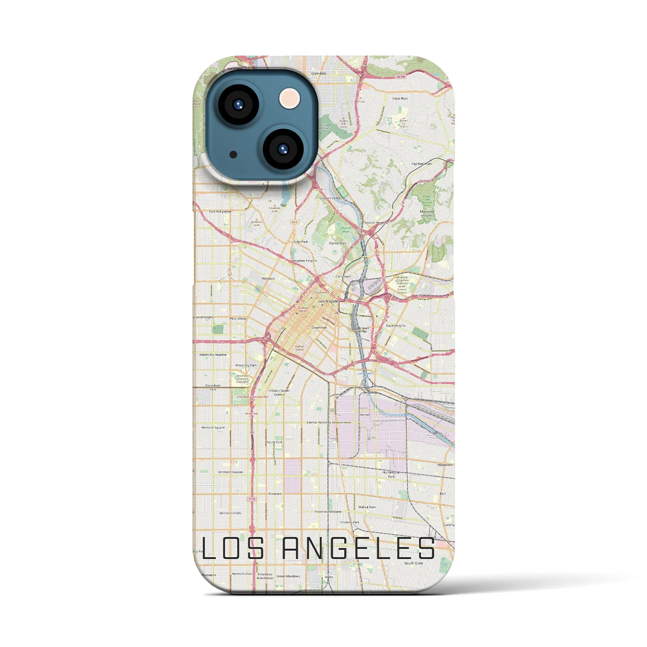 【ロサンゼルス】地図柄iPhoneケース（バックカバータイプ・ナチュラル）iPhone 13 用