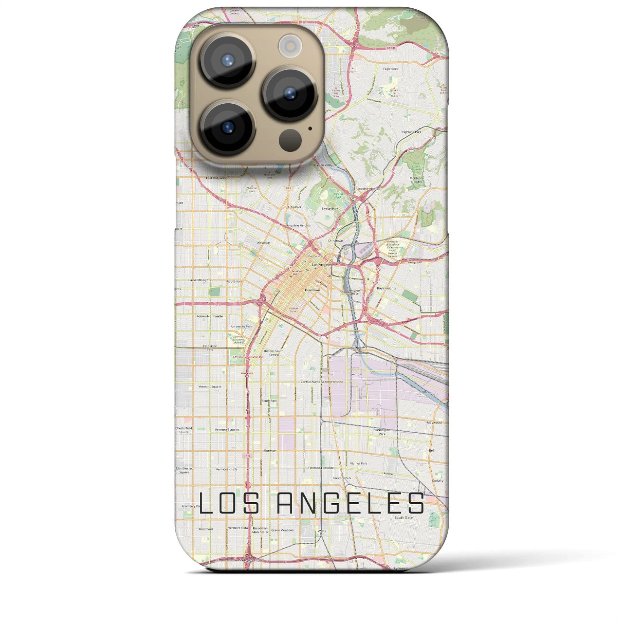 【ロサンゼルス】地図柄iPhoneケース（バックカバータイプ・ナチュラル）iPhone 14 Pro Max 用