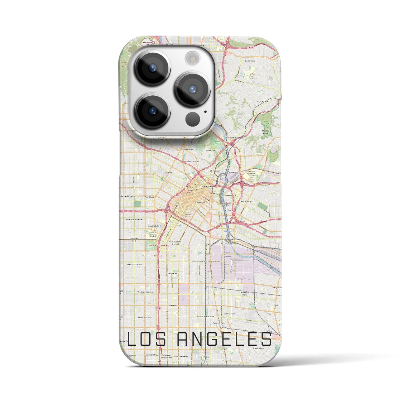 【ロサンゼルス】地図柄iPhoneケース（バックカバータイプ・ナチュラル）iPhone 14 Pro 用