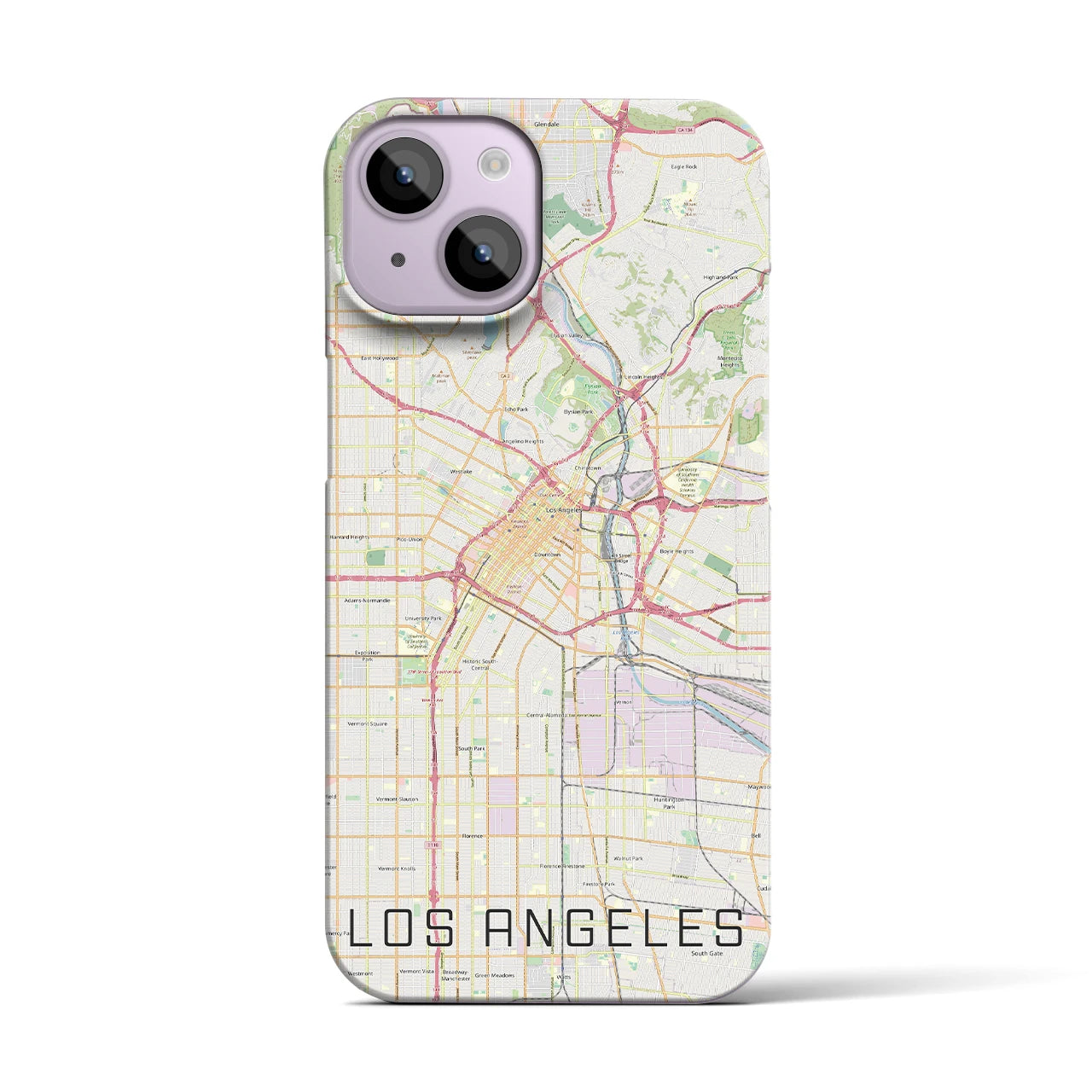 【ロサンゼルス】地図柄iPhoneケース（バックカバータイプ・ナチュラル）iPhone 14 用