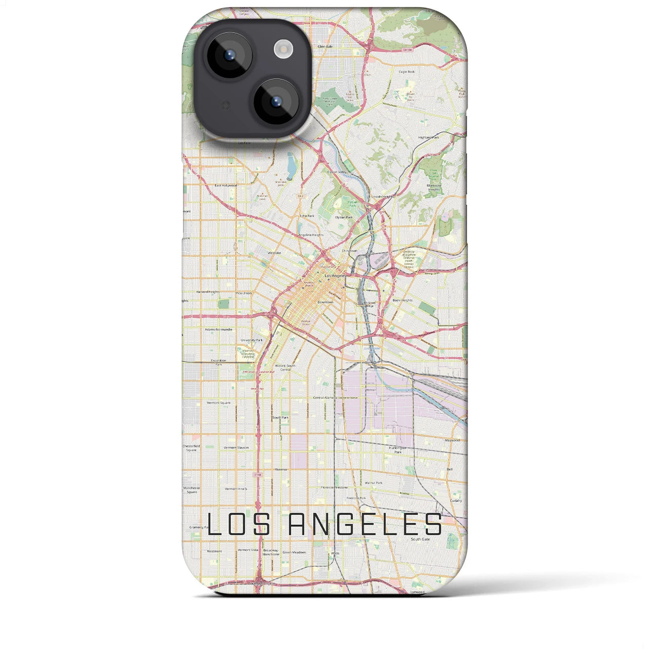 【ロサンゼルス】地図柄iPhoneケース（バックカバータイプ・ナチュラル）iPhone 14 Plus 用