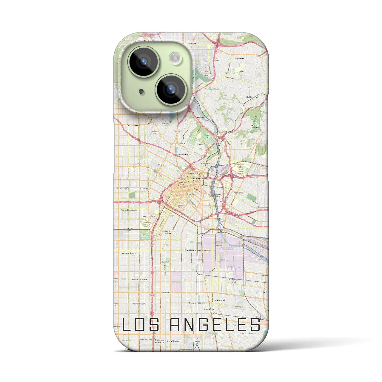 【ロサンゼルス】地図柄iPhoneケース（バックカバータイプ・ナチュラル）iPhone 15 用