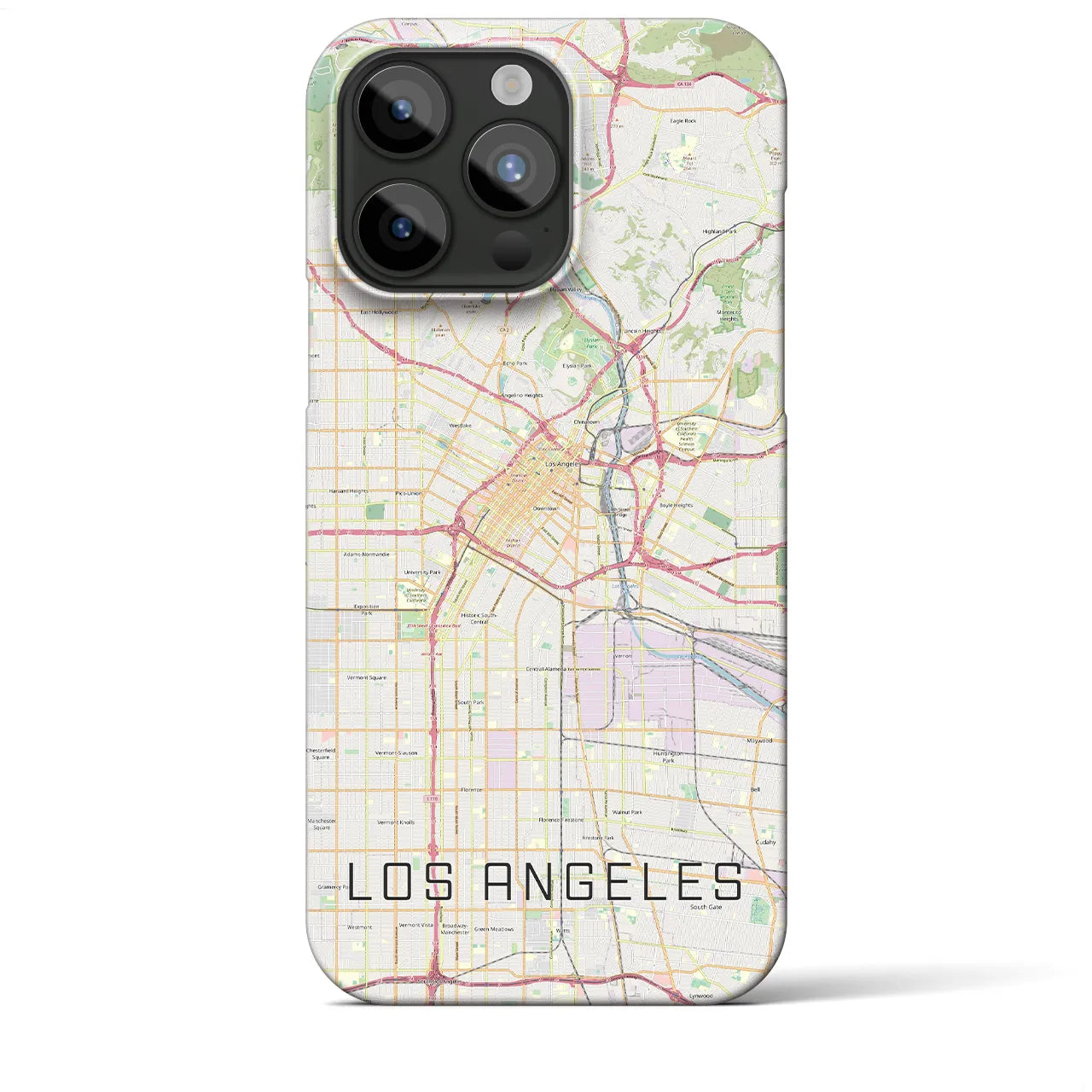 【ロサンゼルス】地図柄iPhoneケース（バックカバータイプ・ナチュラル）iPhone 15 Pro Max 用