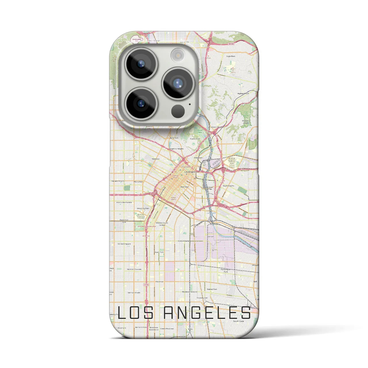 【ロサンゼルス】地図柄iPhoneケース（バックカバータイプ・ナチュラル）iPhone 15 Pro 用