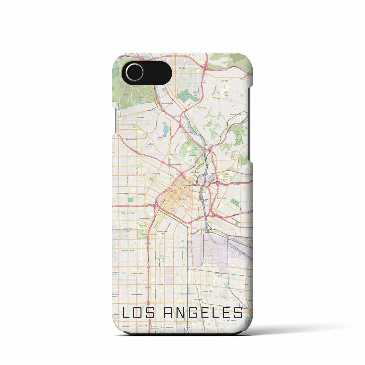 【ロサンゼルス】地図柄iPhoneケース（バックカバータイプ・ナチュラル）iPhone SE（第3 / 第2世代） / 8 / 7 / 6s / 6 用