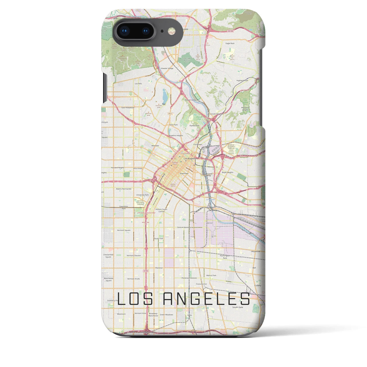 【ロサンゼルス】地図柄iPhoneケース（バックカバータイプ・ナチュラル）iPhone 8Plus /7Plus / 6sPlus / 6Plus 用