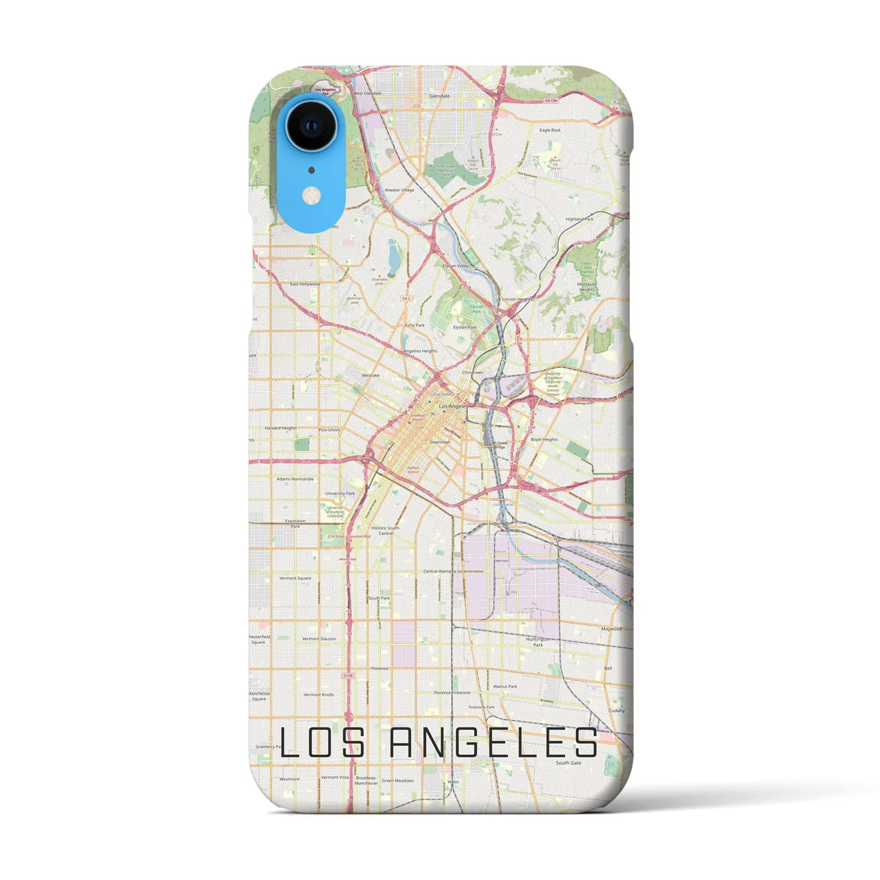 【ロサンゼルス】地図柄iPhoneケース（バックカバータイプ・ナチュラル）iPhone XR 用