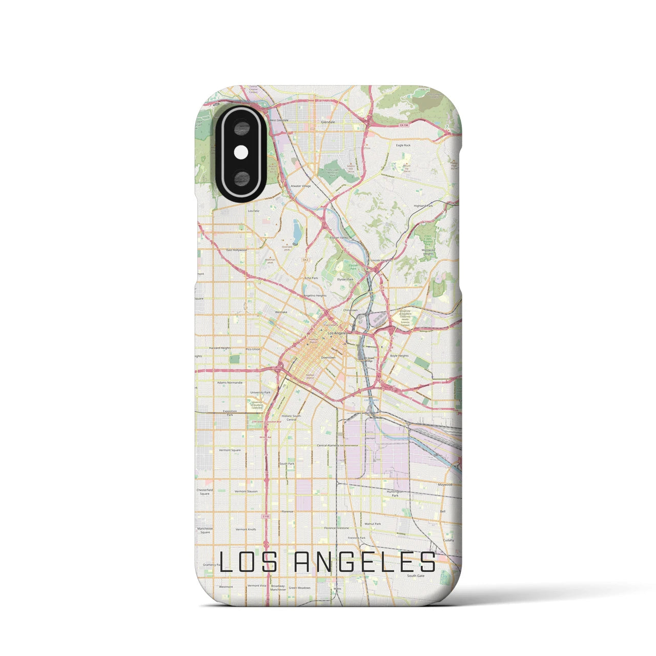 【ロサンゼルス】地図柄iPhoneケース（バックカバータイプ・ナチュラル）iPhone XS / X 用